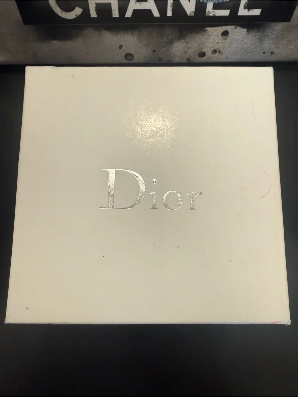 Dior Blue and White Striped Logo Silk Scarf